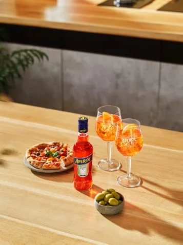 Advertising aperol bottle