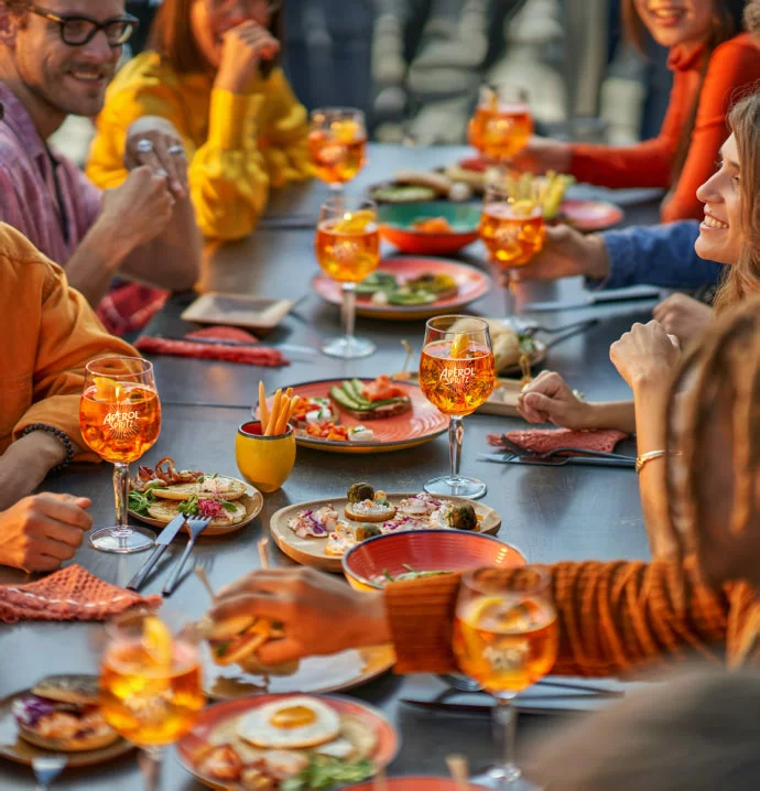 dinner with friends and spritz